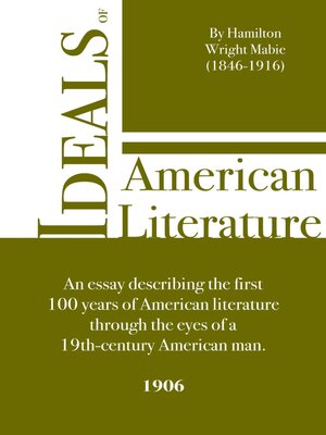 cover image of Ideals of American Literature